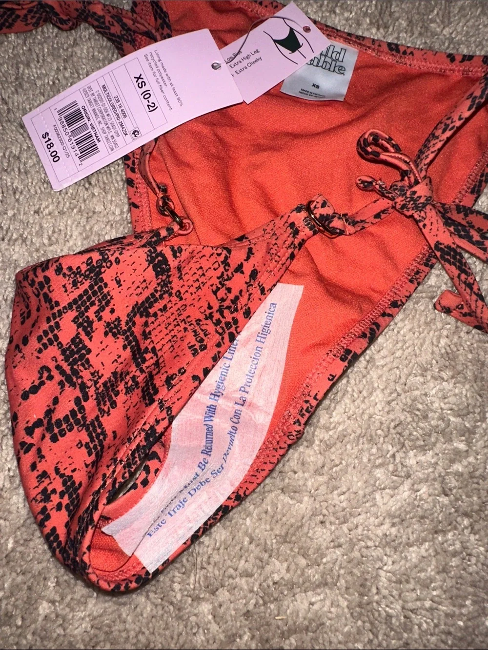 wild fable Orange/Red and Black Snake-Print Bikini Top
